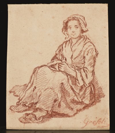 En sittande kvinna (Femme assise) (röd krita) av Gabriel Gresly
