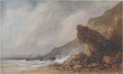 En stenig havskust i en storm av Gabriel Hippolyte Lebas
