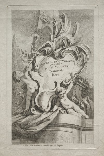 Fontänernas bok: nr 1, titelsida av Gabriel Huquier