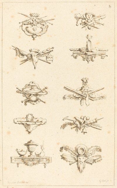 Motiv för tail-Pieces: pl. 8 av Gabriel Huquier after Claude Gillot