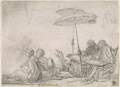 Ritare utomhus av Gabriel Jacques de Saint Aubin