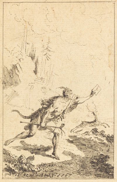 Sändebud till M. de Saint-Denis av M. de Belle-Isle, fånge [vänster] av Gabriel Jacques de Saint Aubin