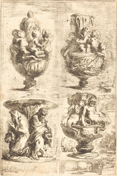 Fyra vaser av Gabriel Jacques de Saint Aubin