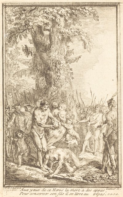 Heroisk handling av en far som offrar för sin son av Gabriel Jacques de Saint Aubin