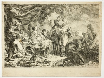 Laban söker efter sina husgudar av Gabriel Jacques de Saint Aubin