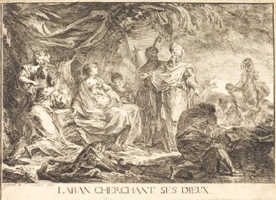 Laban söker sina gudar av Gabriel Jacques de Saint Aubin