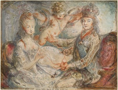 Louis XVI och Marie-Antoinette krönt av kärlek av Gabriel Jacques de Saint Aubin
