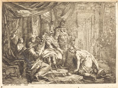 Försoning mellan Absalom och David av Gabriel Jacques de Saint Aubin