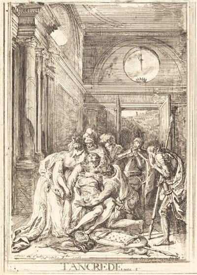 Tancreds död [vänster] av Gabriel Jacques de Saint Aubin
