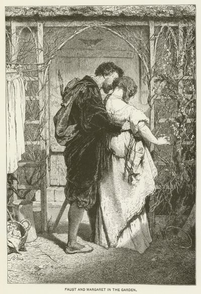 Faust och Margaret i trädgården av Gabriel Max