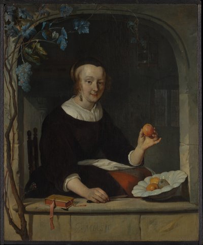 En kvinna sittande vid ett fönster av Gabriel Metsu