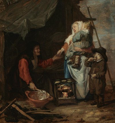 En gammal kvinna som säljer pannkakor av Gabriel Metsu