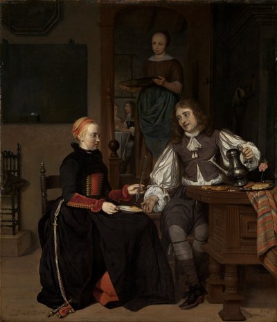 Ungt par vid frukosten av Gabriel Metsu