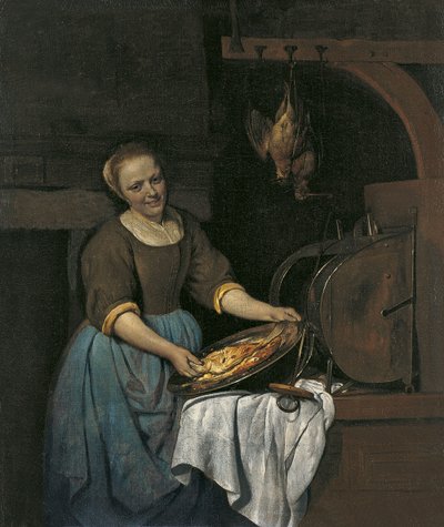 Köksbiträde förbereder fisk av Gabriel Metsu