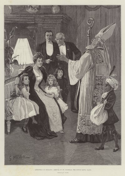 Jul i Holland, ankomsten av St Nicholas, den holländska jultomten av Gabriel Nicolet