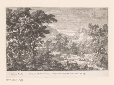 Kristus och Emmaus Landskap med bibliska scener (serietitel) av Gabriel Perelle