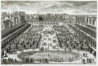 Utsikt över Parc du Palais Royal i Paris. Gravyr av Perelle, slutet av 1600-talet. av Gabriel Perelle