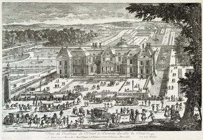Utsikt över slottet Vaux Le Vicomte (Vaux-Le-Vicomte) från entrésidan (trädgårdar av Le ours) - av Perelle, sent 1600-tal av Gabriel Perelle