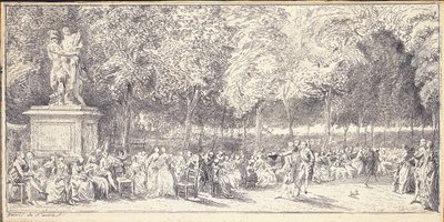 Ett möte i Tuilerierna kring en staty, 1760 av Gabriel de Saint Aubin