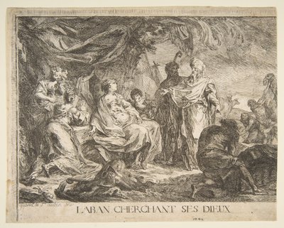 Laban söker sina gudar, 1753. av Gabriel de Saint Aubin