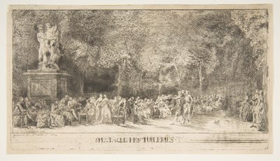 Scene in the Tuileries: The Chairs, 1760. av Gabriel de Saint Aubin
