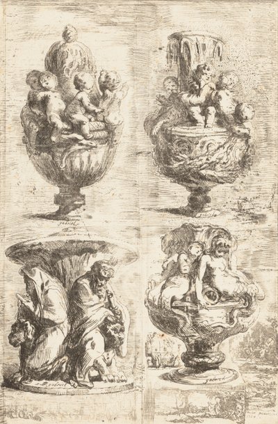 De fyra vaserna, 1754. av Gabriel de Saint Aubin