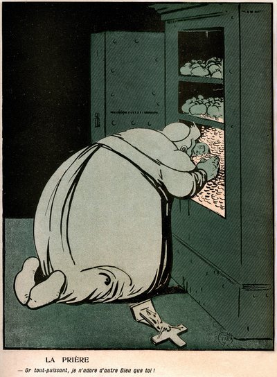 Karikatur im französischen politischen Humor-Tagebuch „The butter plate“ Spezial Vatikan (Nr. 242 vom 18. November) von Gabriele (1865-1937) Galantara