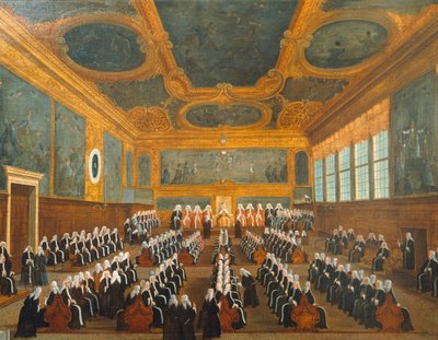 Council of Pregadi, av Gabriel Bella (1730-1799), olja på duk, 96x149 cm av Gabriele Bella
