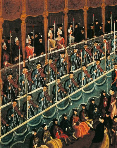 Italien, Veneto, Venedig, Måltid på San Benedetto-teatern för att hedra Dukes of North, närbild av Gabriele Bella