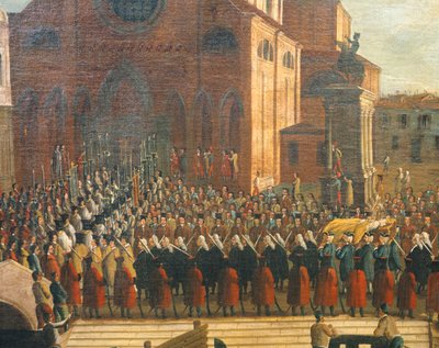 Dogens begravning i kyrkan Santi Giovanni e Paolo, Gabriel Bella (1730-1799), olja på duk. av Gabriele Bella