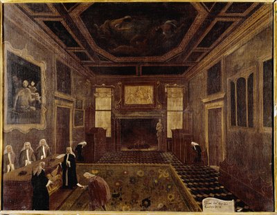 Tiorådets sal vid Dogepalatset (Venedig, Sala dei Tre Capi del Consiglio dei Dieci) - Målning av Gabriele Bella (ca. Venedig, Querini Stampalia Foundation av Gabriele Bella