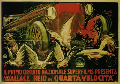 Wallace Reid i filmen Double Speed, 1920 av Gabriele Galantara