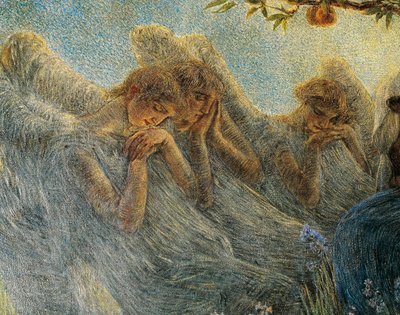 Änglar, detalj från The Maternity av Gaetano Previati