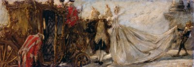 Lämnar kyrkan, av Gaetano Previati av Gaetano Previati