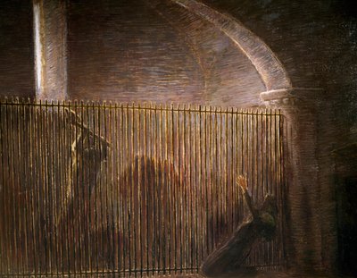 Parisina, målning av Gaetano Previati (1852-1920), sista scen i akt IV av homonym opera av Pietro Mascagni (1863-1945), olja på duk av Gaetano Previati