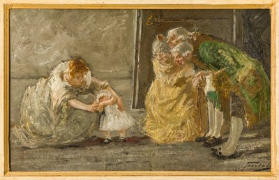 Scen (oljemålning på duk) av Gaetano Previati