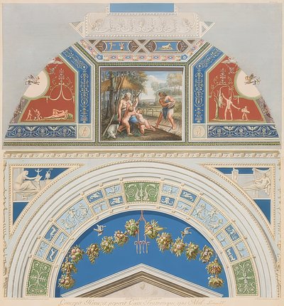 Ram och valvpanel med Adam och Eva på jobbet. 1774 av Gaetano Savorelli