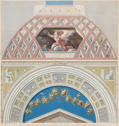 Ram och välvt område med Gud skiljer ljus och mörker åt. 1774? av Gaetano Savorelli