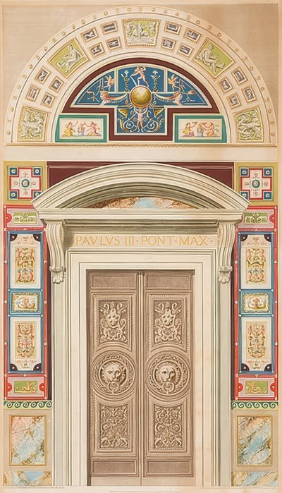 Dörr, ram och lunette av Loggia I. av Gaetano Savorelli