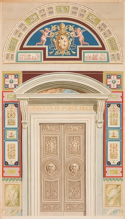 Dörr, ram och lunett av Loggia XIII av Gaetano Savorelli