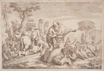 Noah som leder djuren till arken av Gaetano Zompini, after Giovanni Benedetto Castiglione