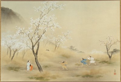 No-asobi (Playing in the Field), c.1905 (bläck och färg på papper) av Gaho Hashimoto