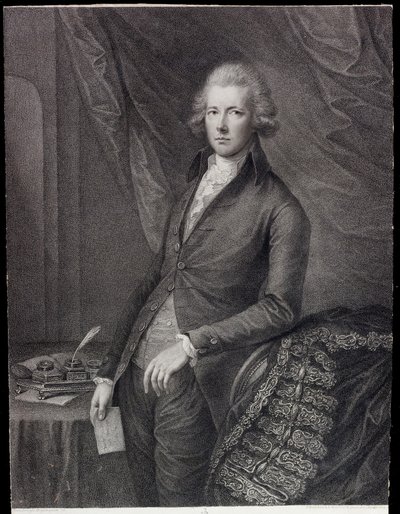 The Right Hon William Pitt den yngre (gravyr) av Gainsborough (after) Dupont
