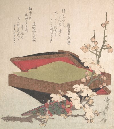 Plommonblommor och kakask, 1819. av Gakutei
