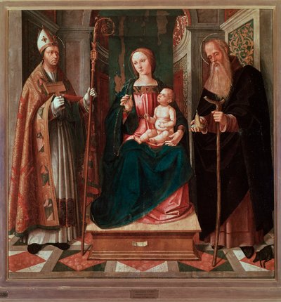 Madonna och barn mellan St Biagio och St Anthony the Abbot (Målning av Galeazzo Campi