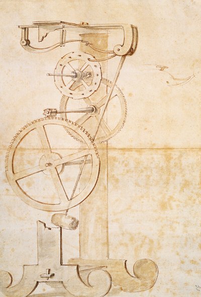 Ritning av Galileos pendelur, manuskript av Galileo Galilei (1564-1642), 85 gal, f 50 r. av Galileo Galilei