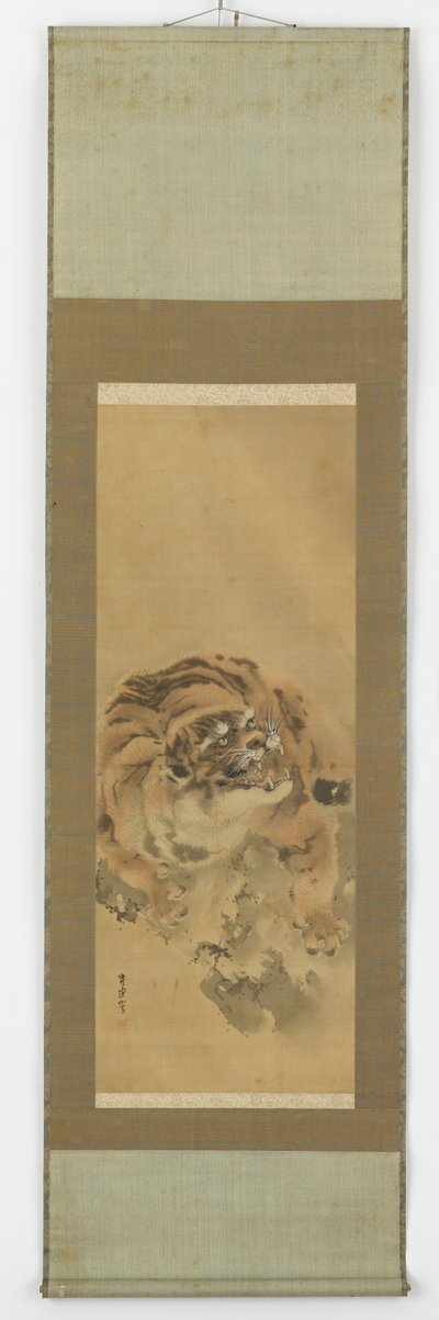 En hukande, morrande tiger av Gantoku Aoki