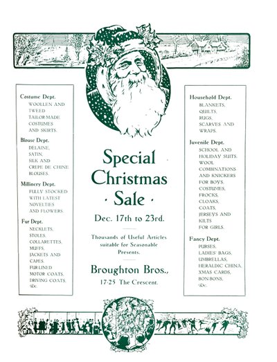 Annons för Broughton Bros. - Special Christmas Sale, 1917 av Garratt and Atkinson