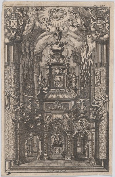 Katafalk för Ferdinand, från en oidentifierad bok, ca. 1660-95. av Gaspar Bouttats