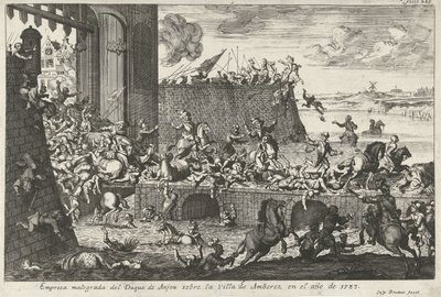 Från Franse Furie te Antwerpen, 1583 Misslyckat företag av hertigen av Anjou i staden Antwerpen år 1583 (titel på objekt) av Gaspar Bouttats
